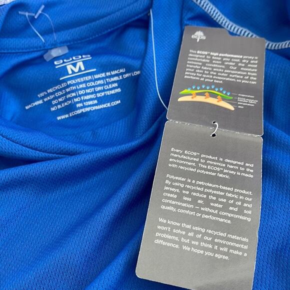 ecos Performance Wear Short Sleeve Crewneck T-Shirt Blue   Size M NWT - Picture 6 of 9